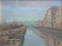Veduta del naviglio  Olio su MDF - 50 x 40